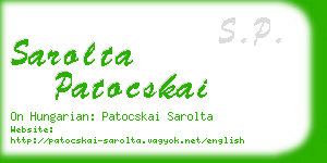 sarolta patocskai business card